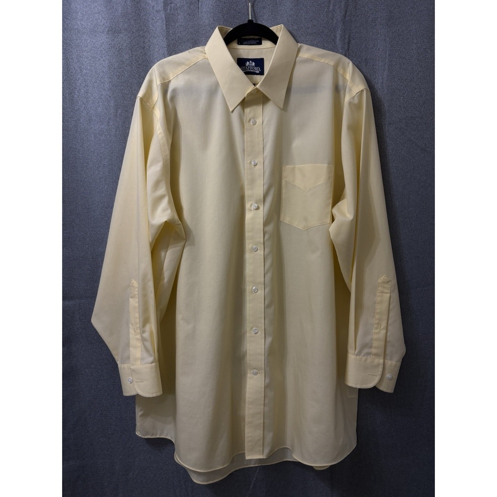 Men's Stafford  shirt neck size 18 Long sleeve 34-35 Yellow